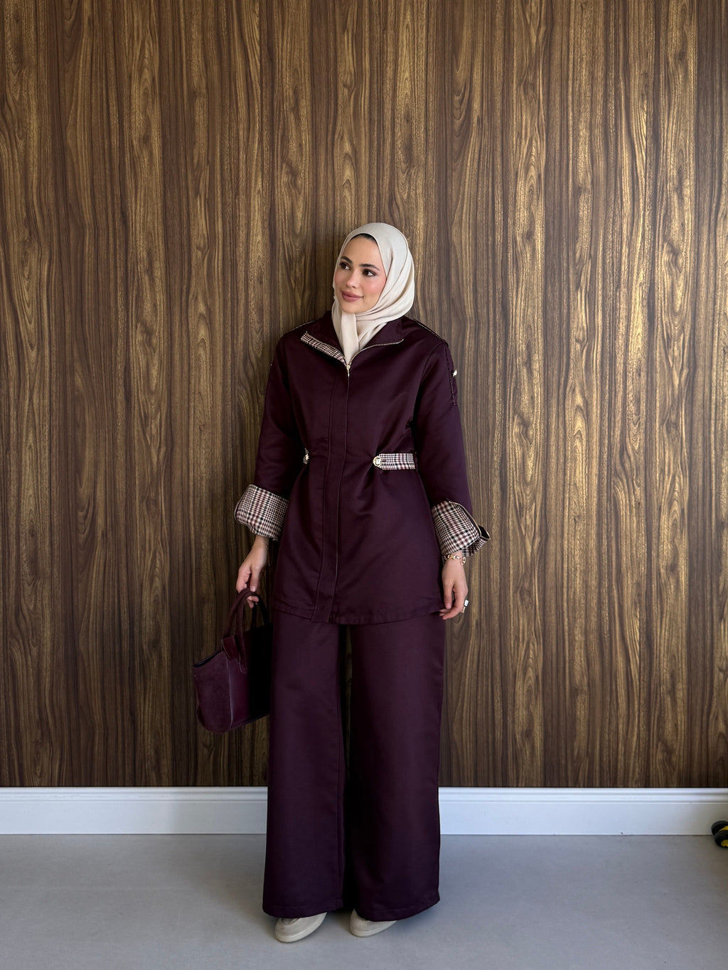 Classic Twill Co-ord Set - Deep Plum