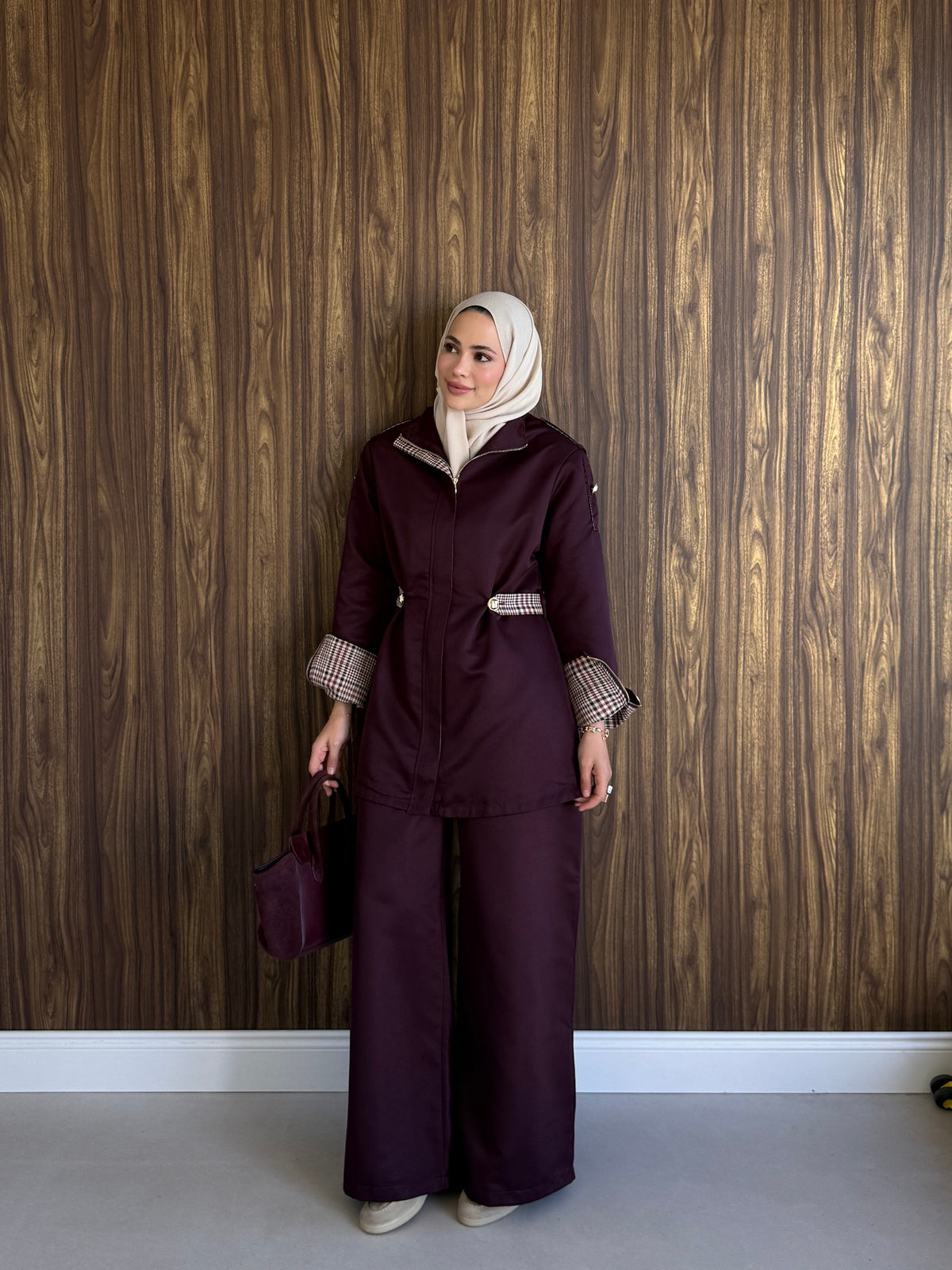 Classic Twill Co-ord Set - Deep Plum