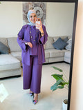 ONUK Two-Piece Modest Co-Ord Set - Eggplant