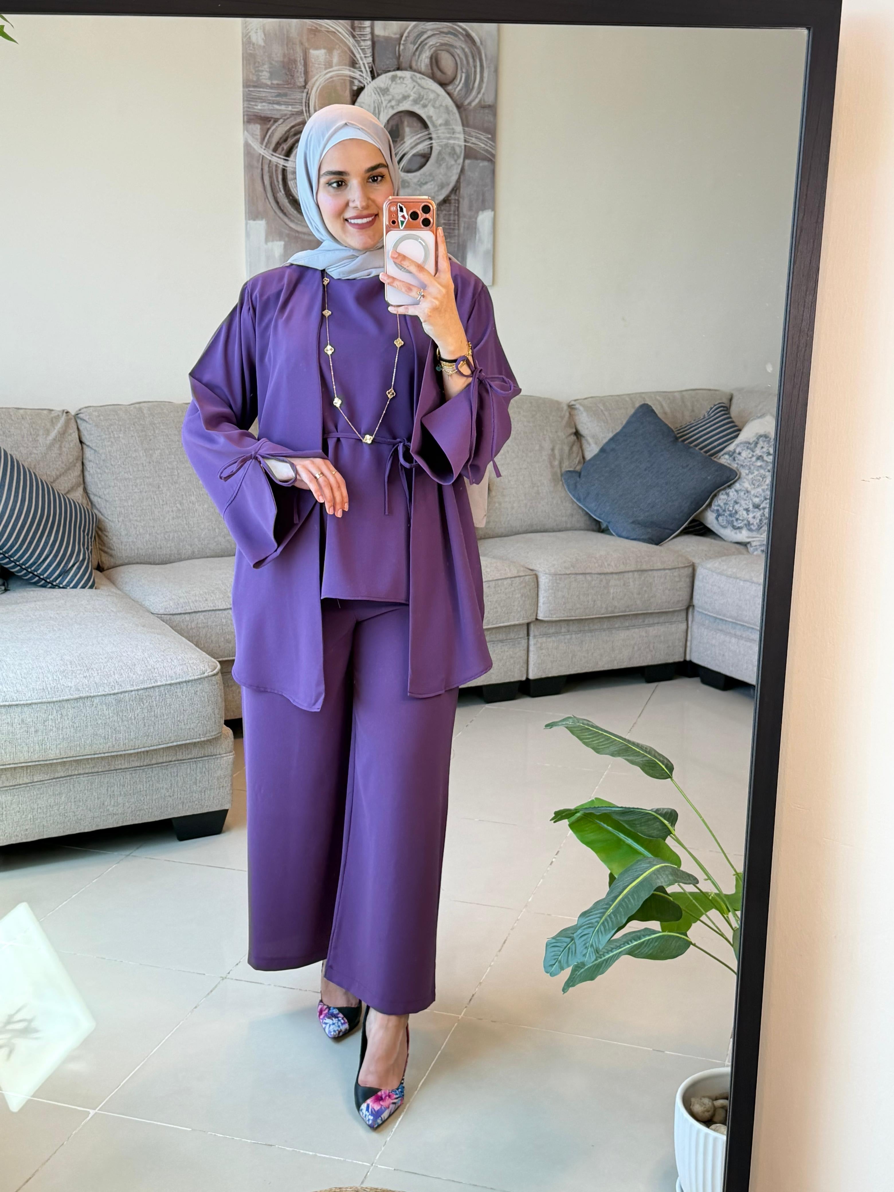 ONUK Two-Piece Modest Co-Ord Set - Eggplant