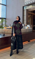 Winter Argyle Sweater & Scuba Skirt Set - Black