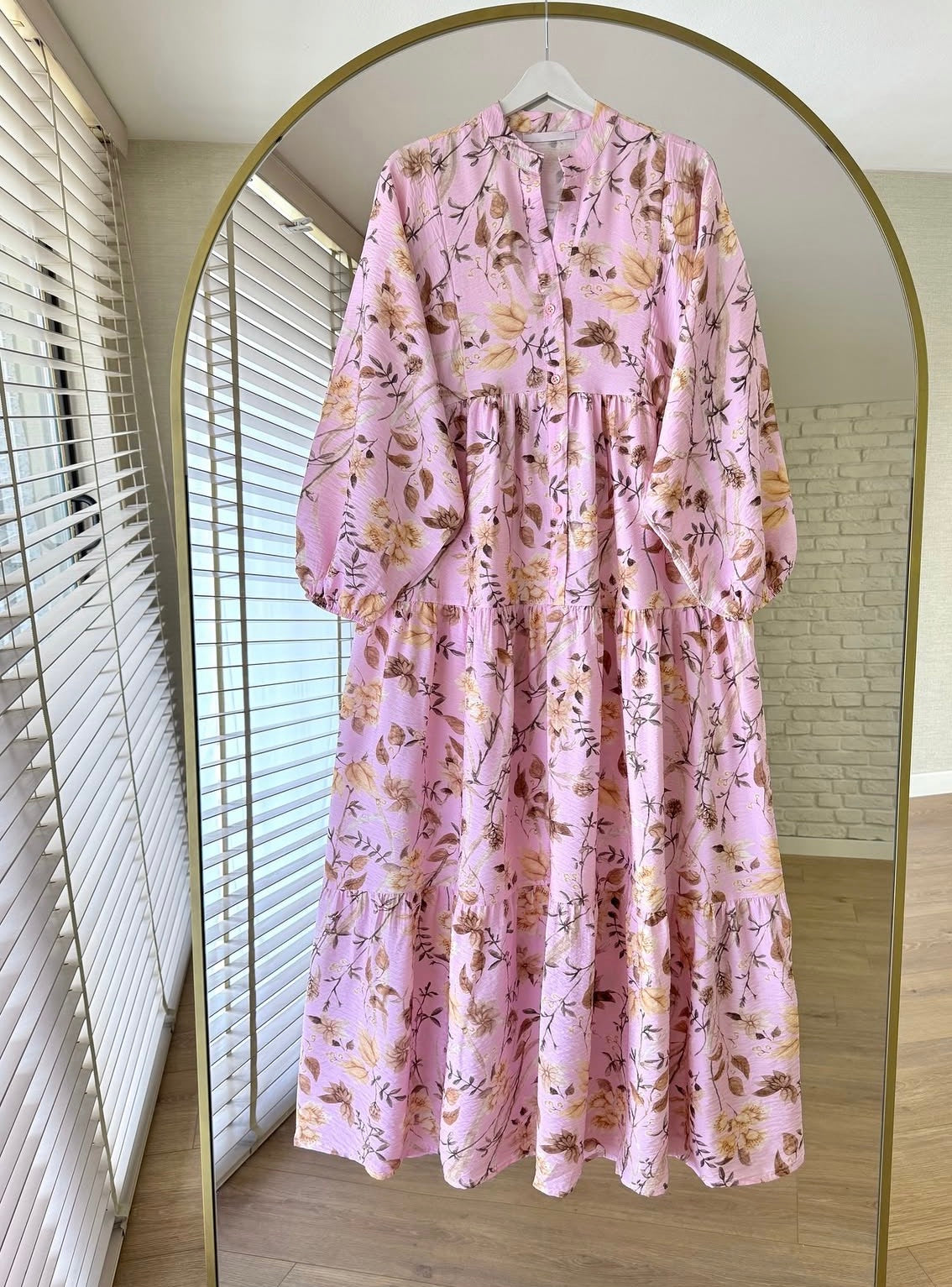 Oversized Lightweight Floral Summer Dress in Soft Pink