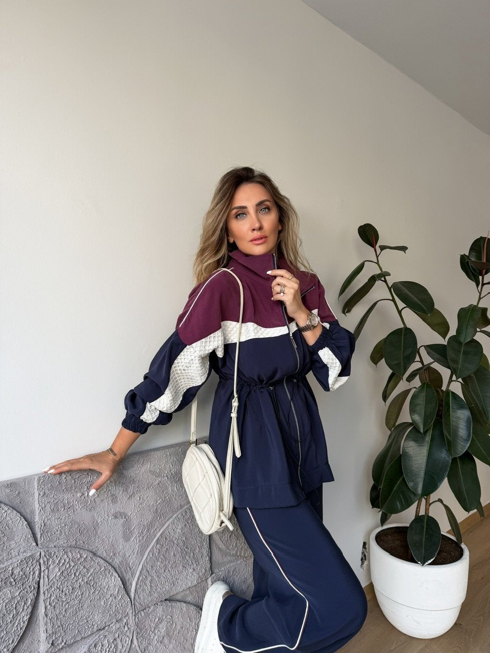 Color-Block Sport Set - Navy Blue