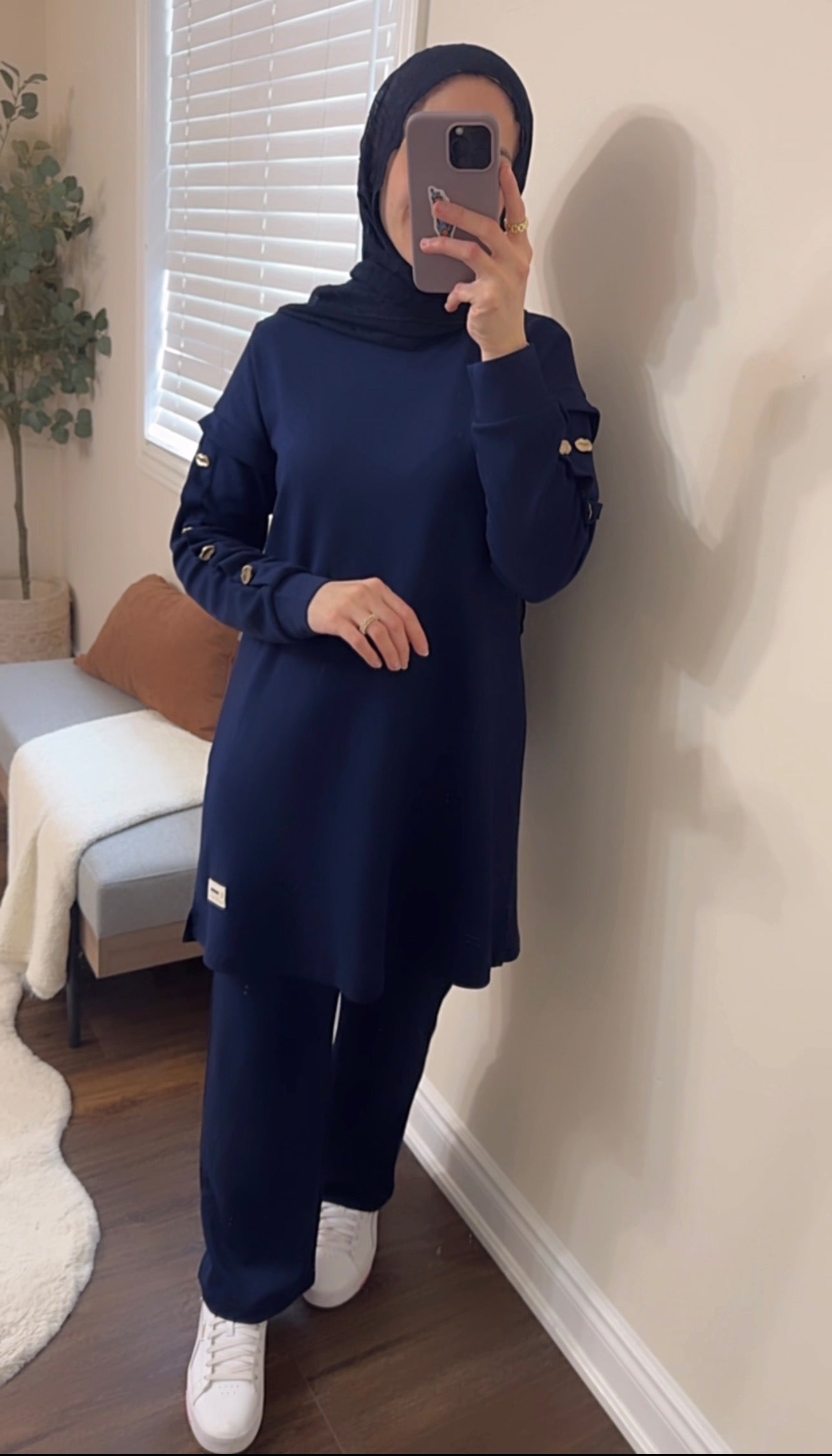 Navy blue Long Tunic Set