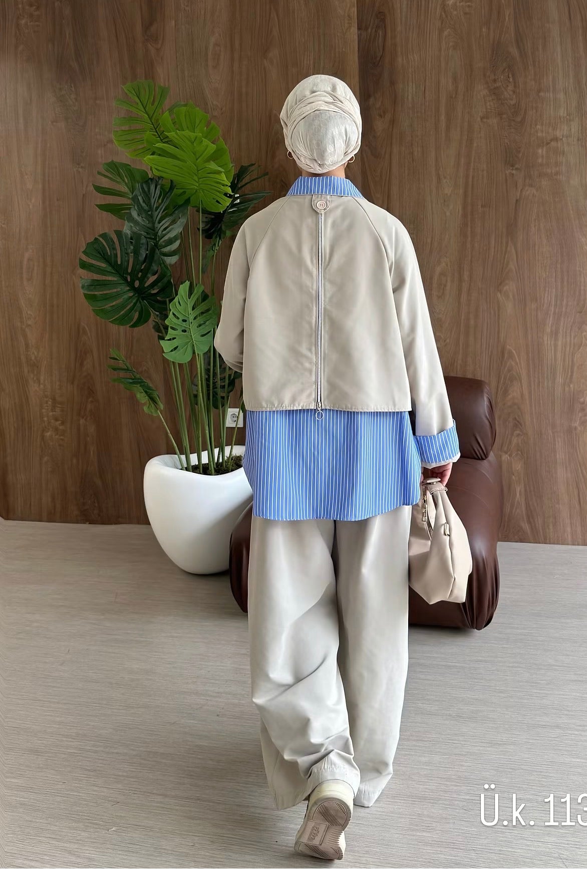 Layered Zip-Back Shirt & Wide-Leg Trousers Set | Off White