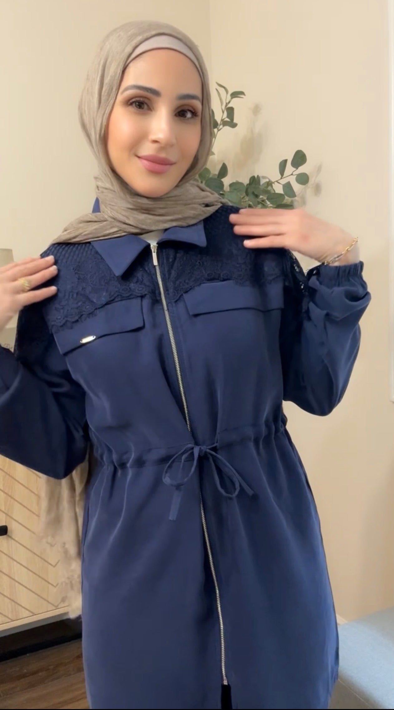Lace Tencel Royal Casual Set - Navy Blue
