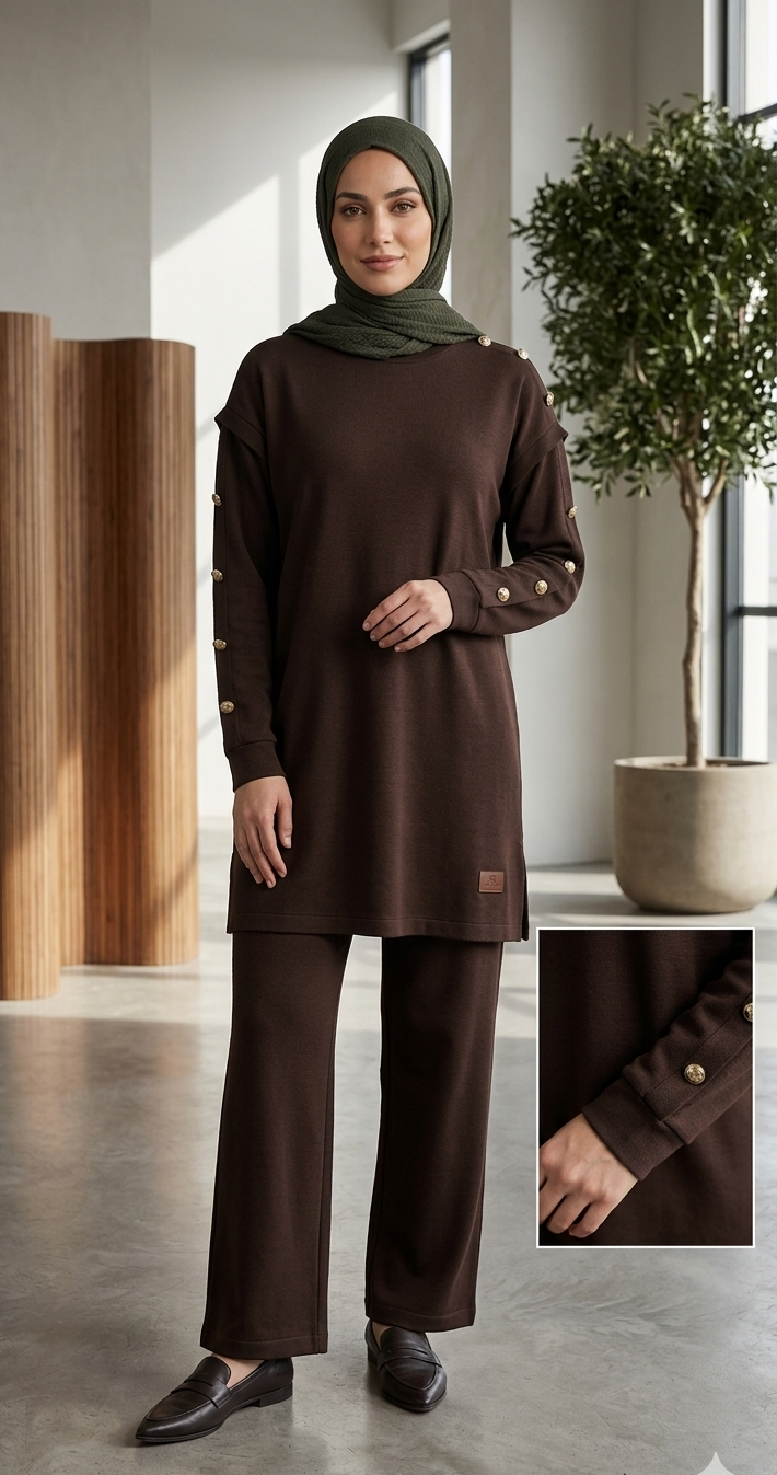 Chocolate Brown Long Tunic Set