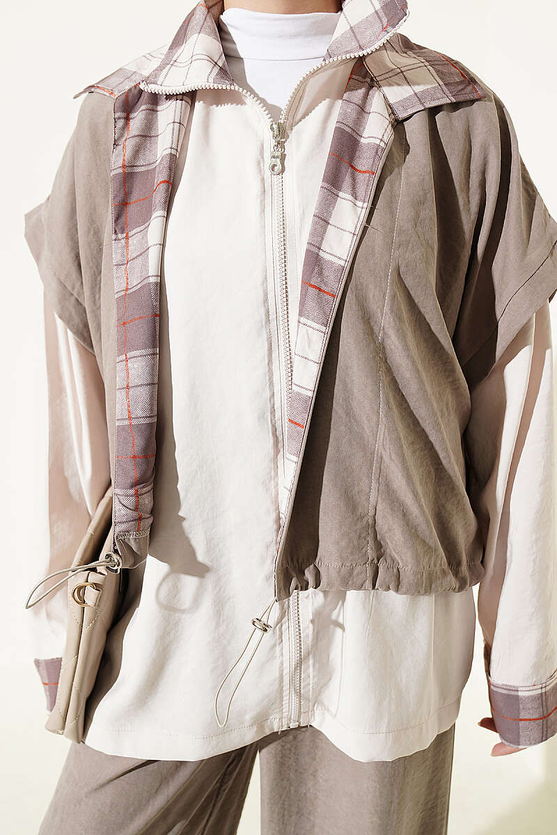 Modern Urban Layered Two-Piece Set | Greige & Off-White