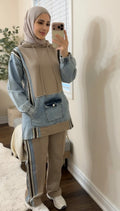 Cotton/Denim Co-ord Set - Taupe