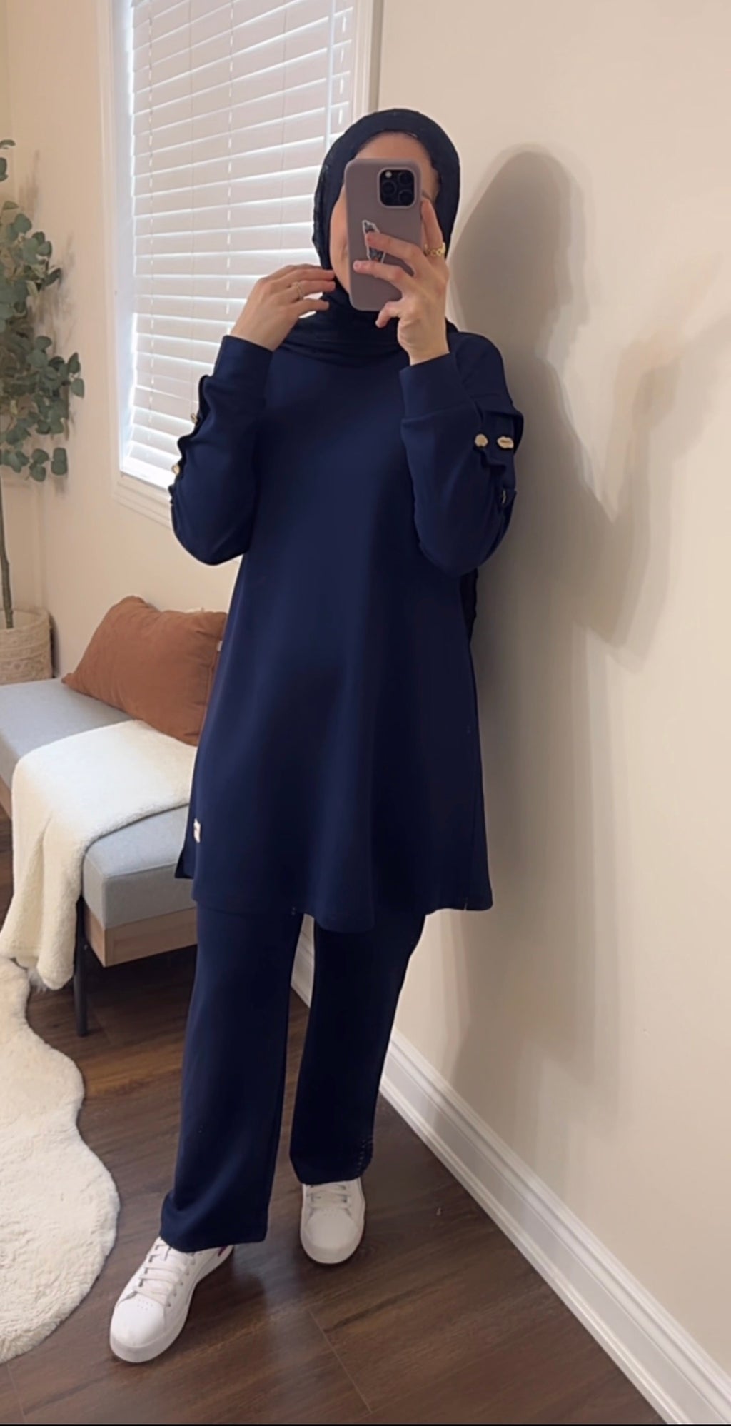 Navy blue Long Tunic Set