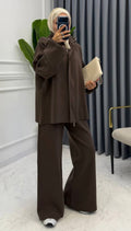 Chocolate Knit Zip-Up Two-Piece