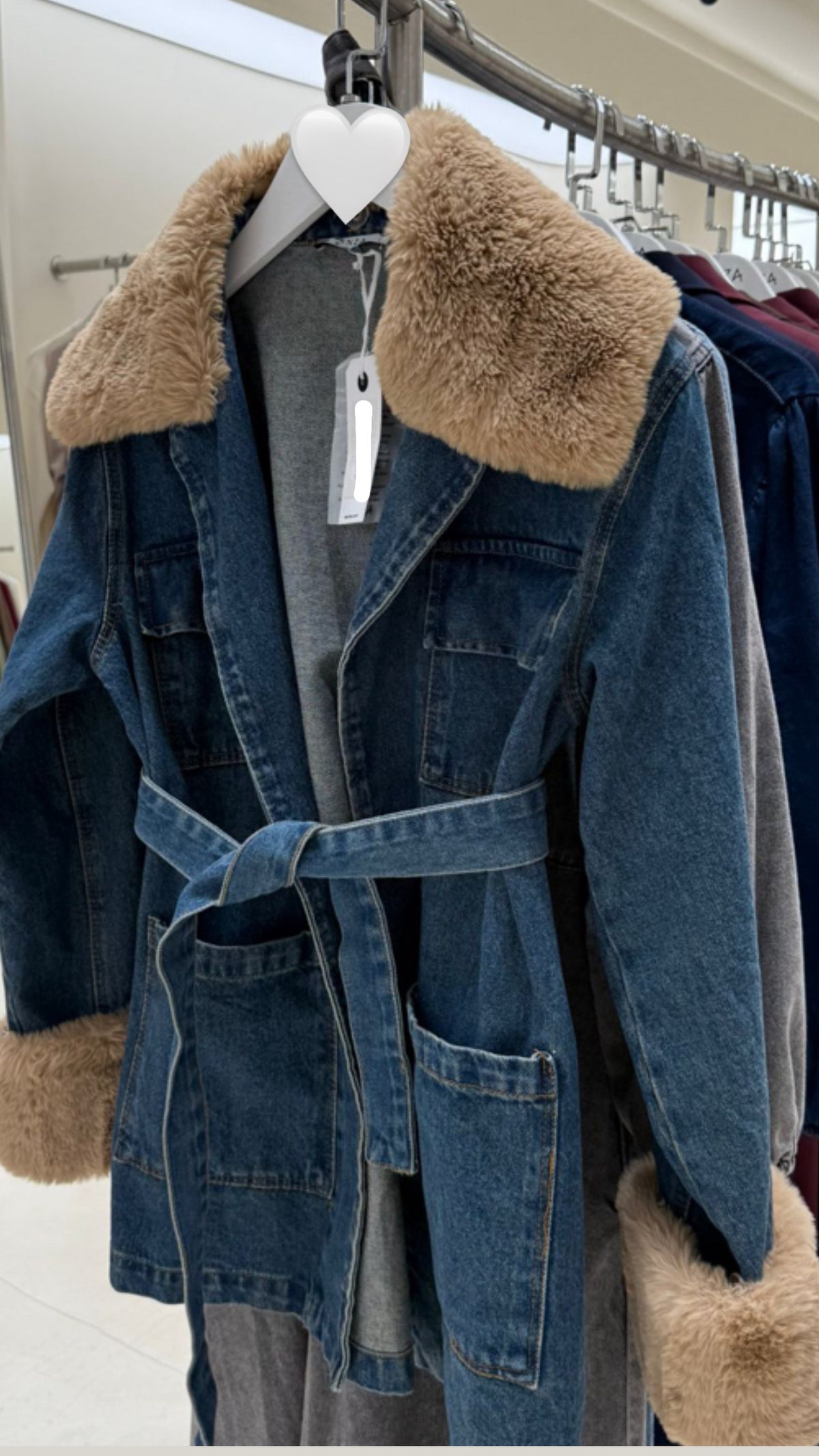 Fur Denim Jacket Blue