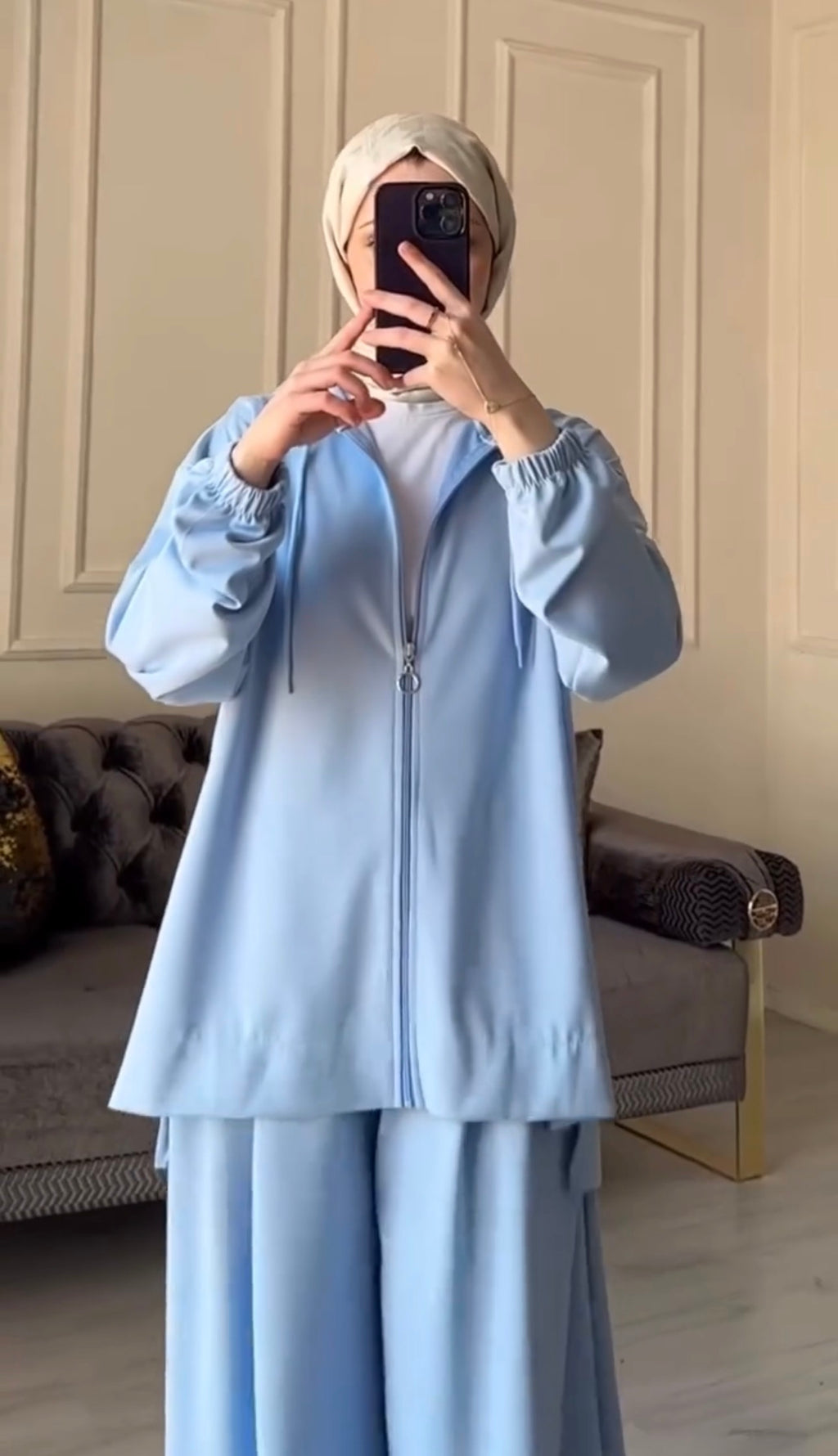 Basic Blue Hooded Co-Ord Set