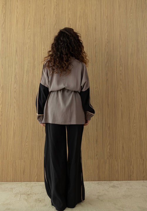 Black & Taupe Modal Athleisure Co-Ord Set