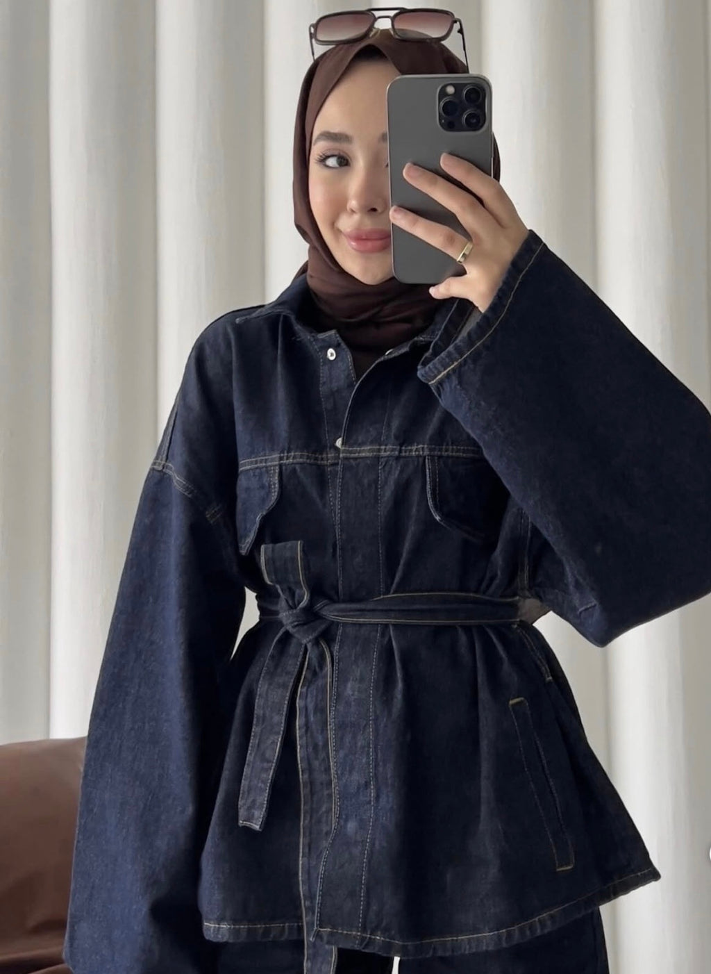Denim Belted Set