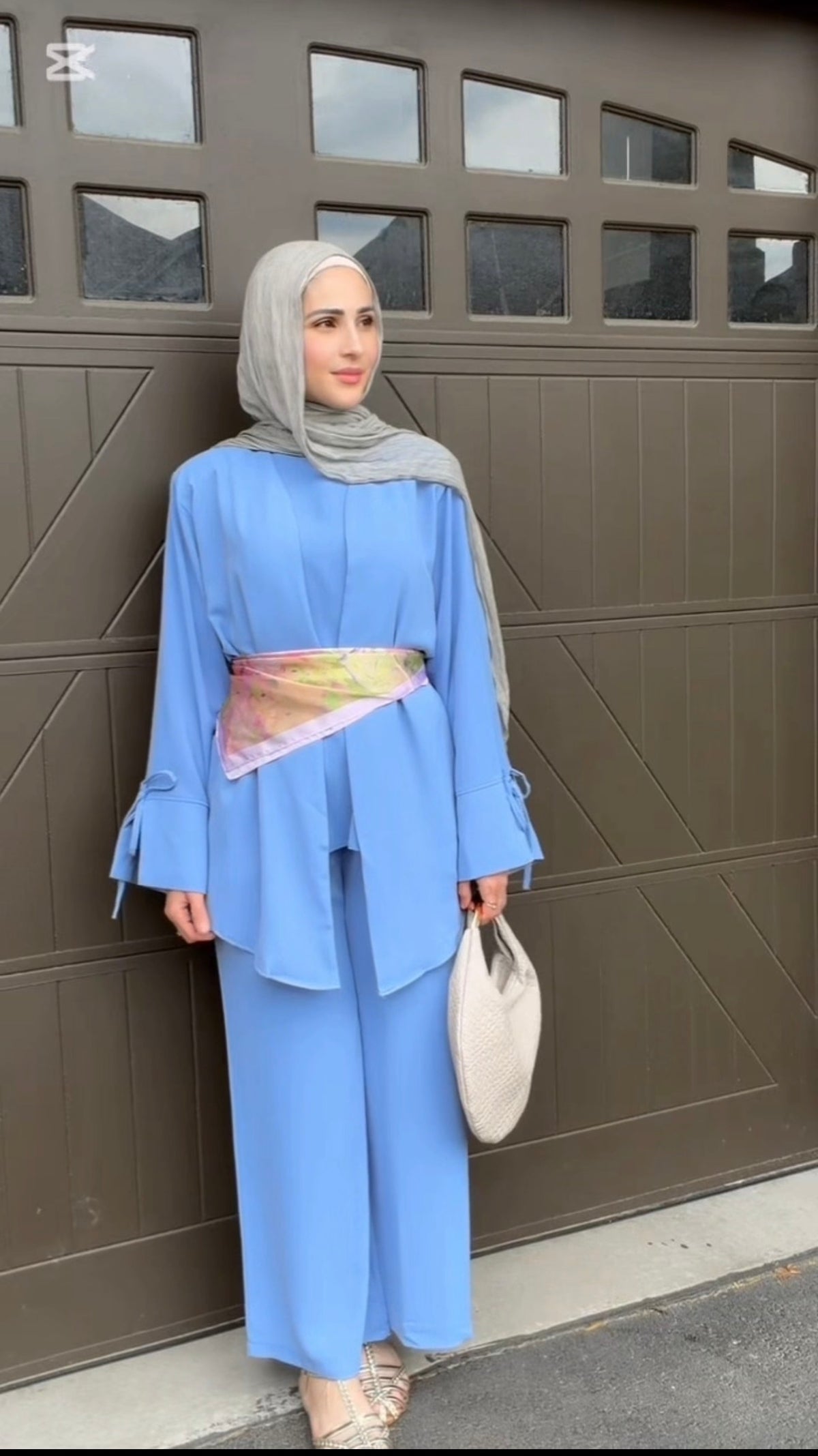 ONUK Two-Piece Modest Co-Ord Set - Pastel Blue