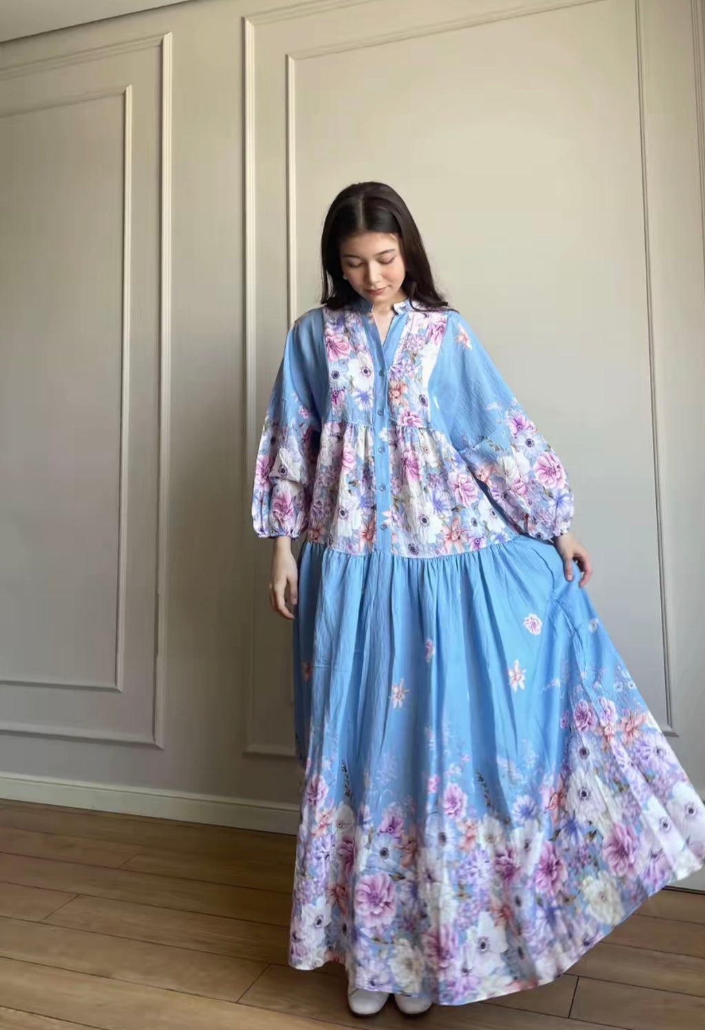 Summer Breeze Maxi Dress - Sky Blue Floral
