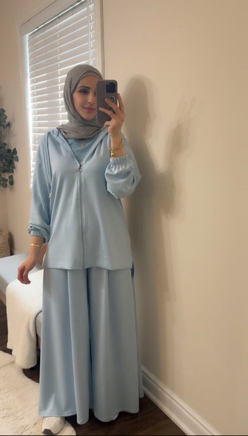 Basic Blue Hooded Co-Ord Set