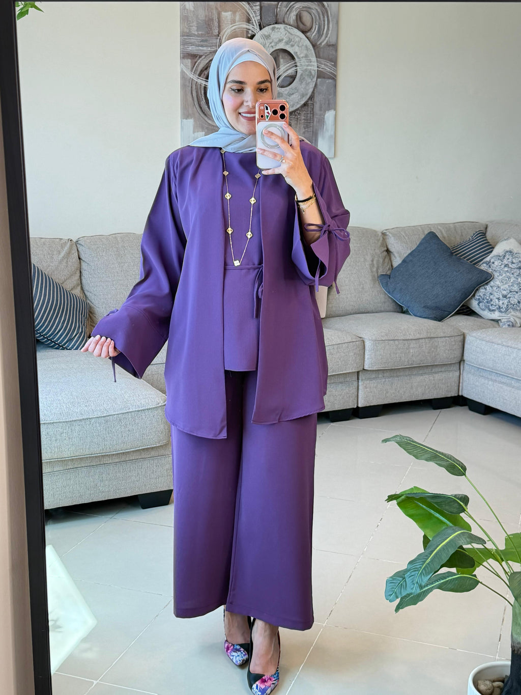 ONUK Two-Piece Modest Co-Ord Set - Eggplant