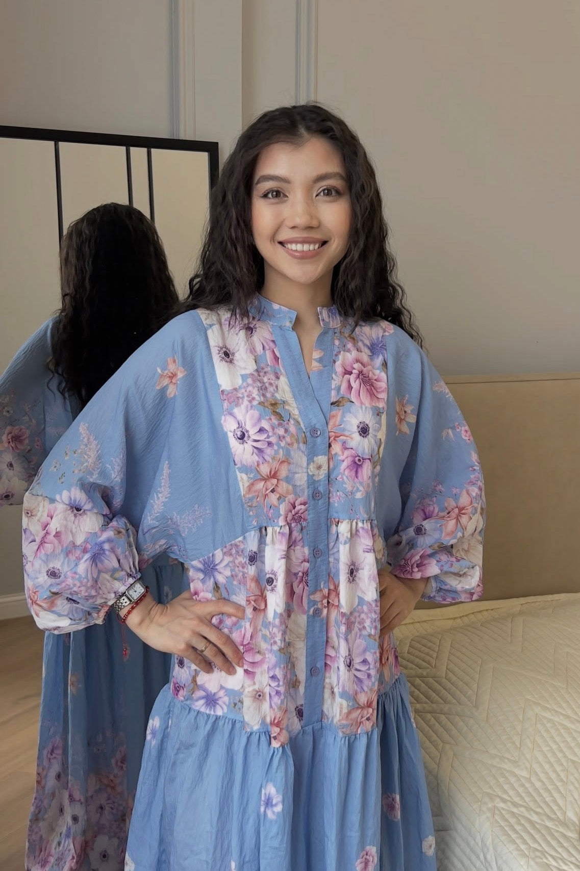 Summer Breeze Maxi Dress - Sky Blue Floral
