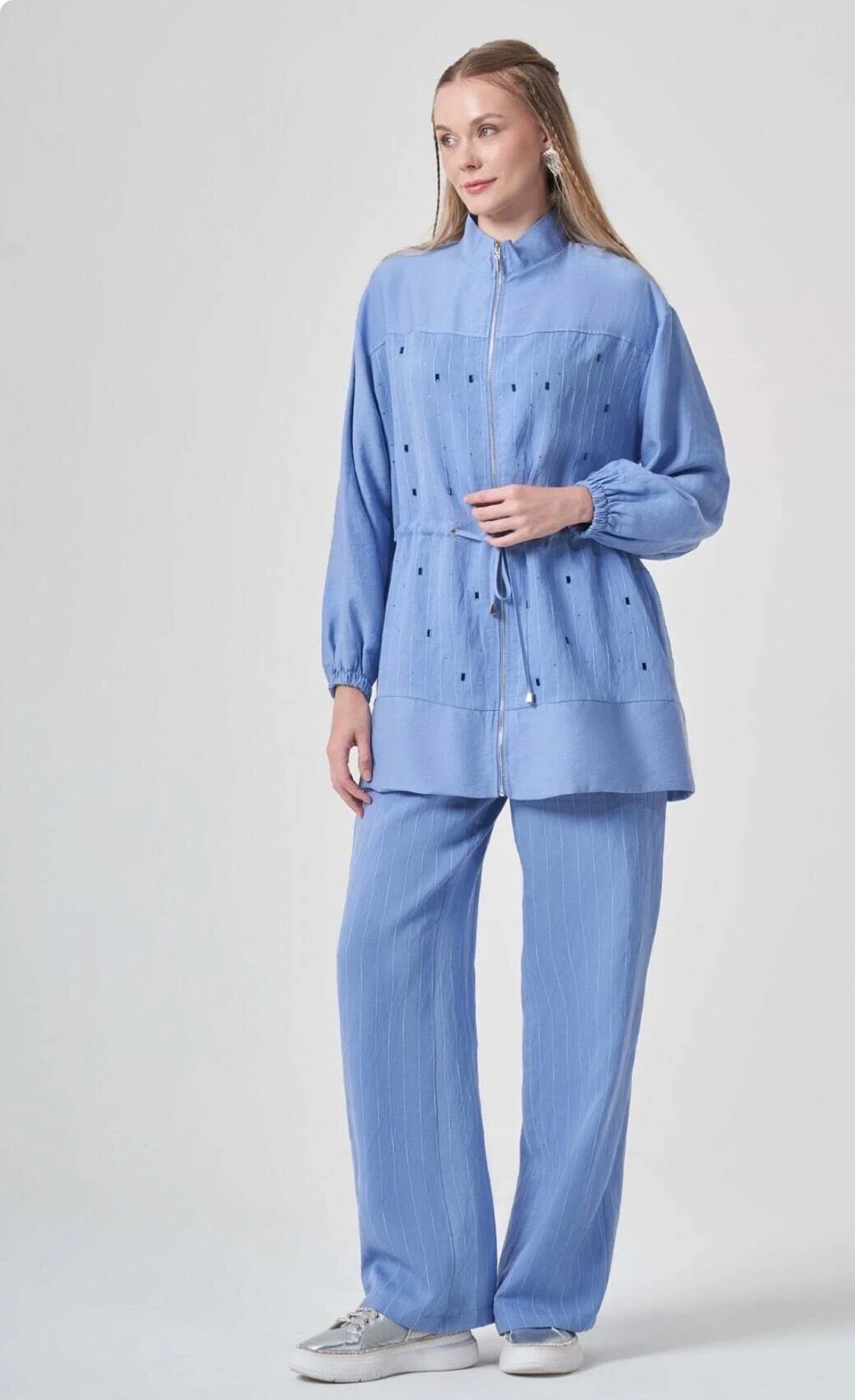 Women's Stone Detailed Begonia Set - Blue