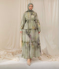 Eid Olive Mist Layered Dress