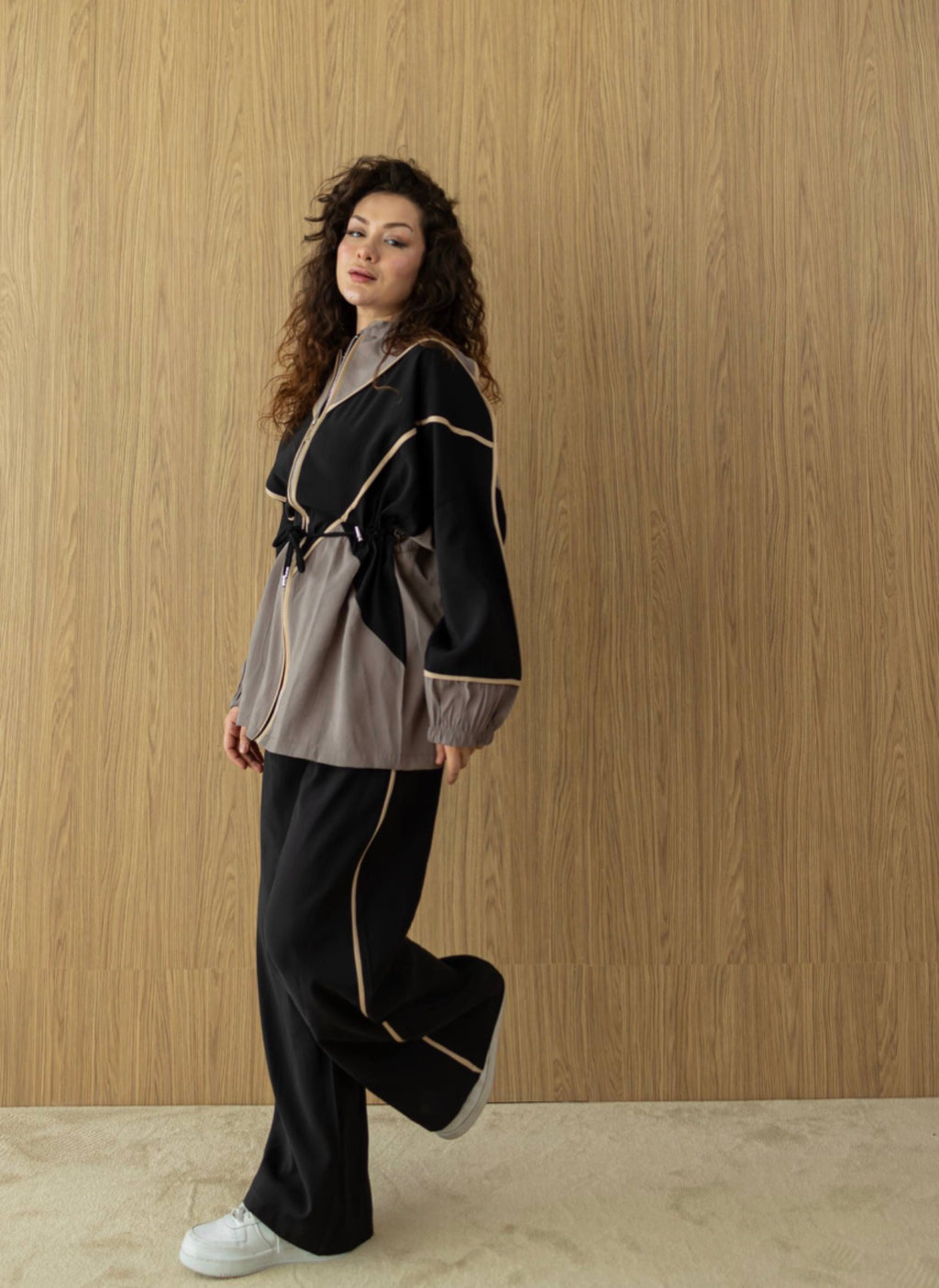 Black & Taupe Modal Athleisure Co-Ord Set