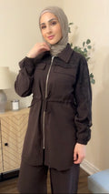 Lace Tencel Royal Casual Set - Brown