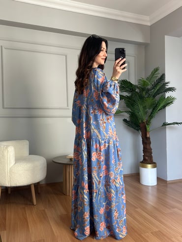 Blue Floral Breeze Summer Dress