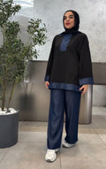Denim Contrast Casual Co-Ord Set