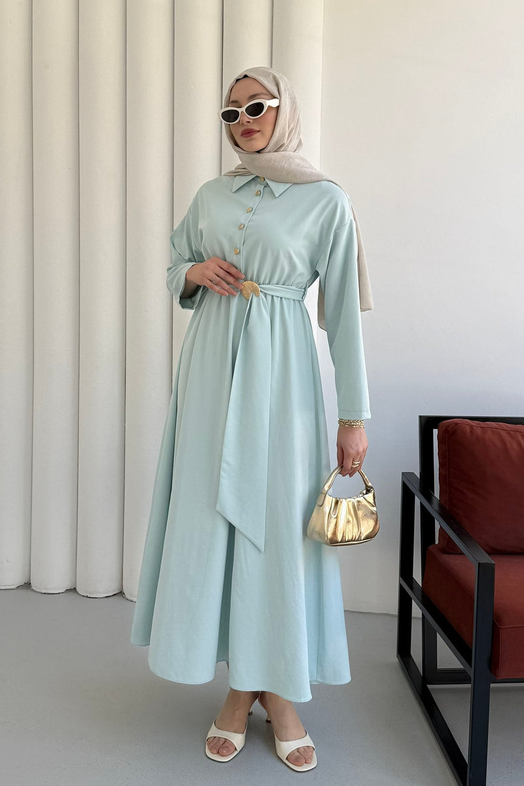 Mint Serenity Long Sleeve Summer Maxi Dress