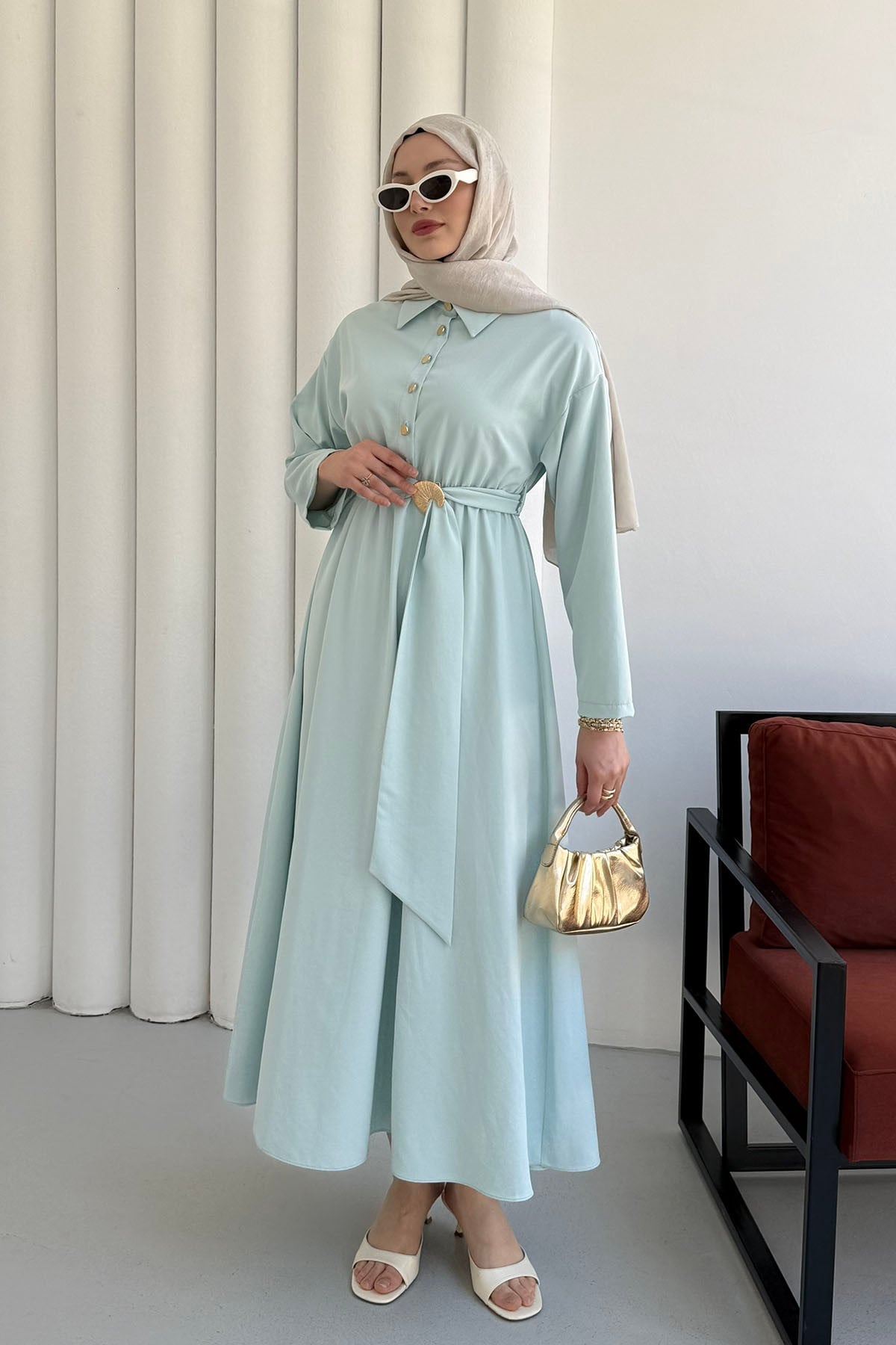 Mint Serenity Long Sleeve Summer Maxi Dress