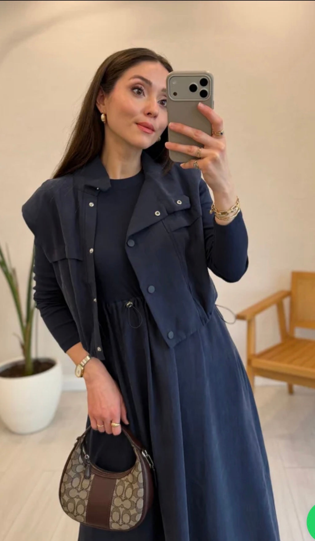 Navy Blue Layered Vest & Maxi Dress