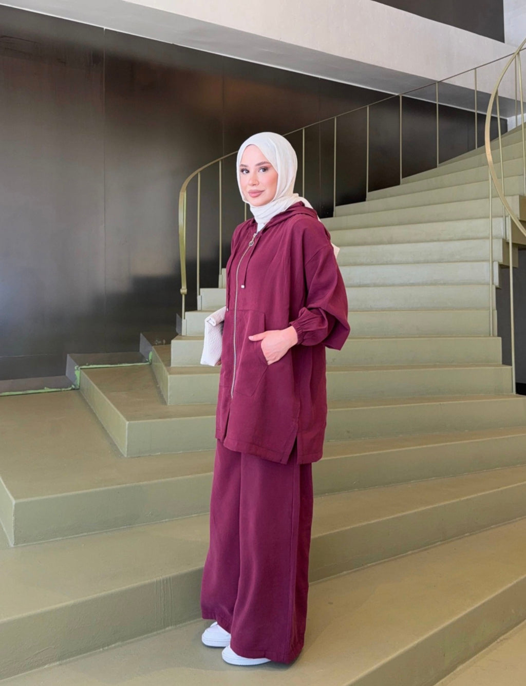 Casual Comfort Wide-Leg Set - Maroon