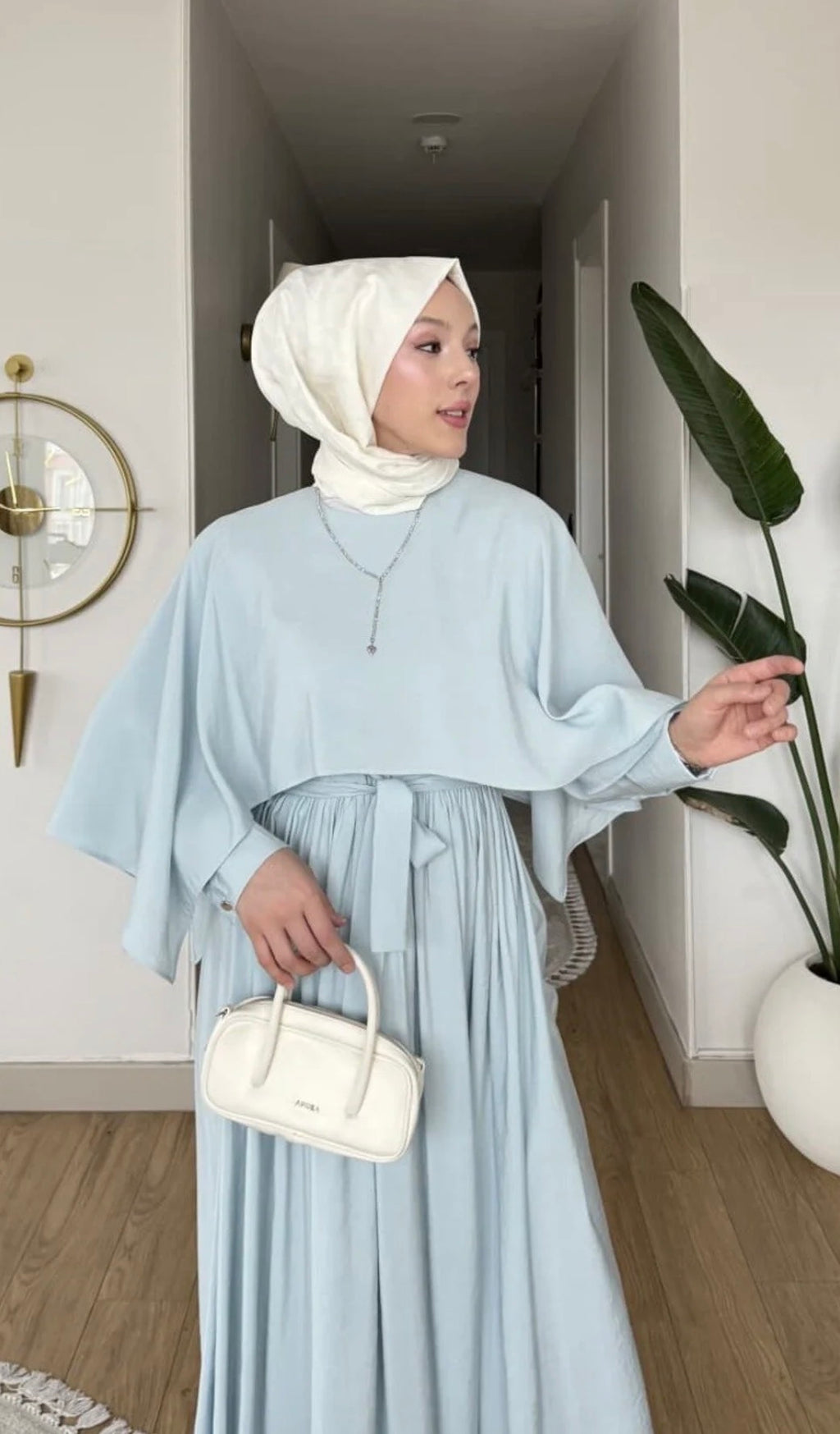 The Mist Blue Cape Summer Dress