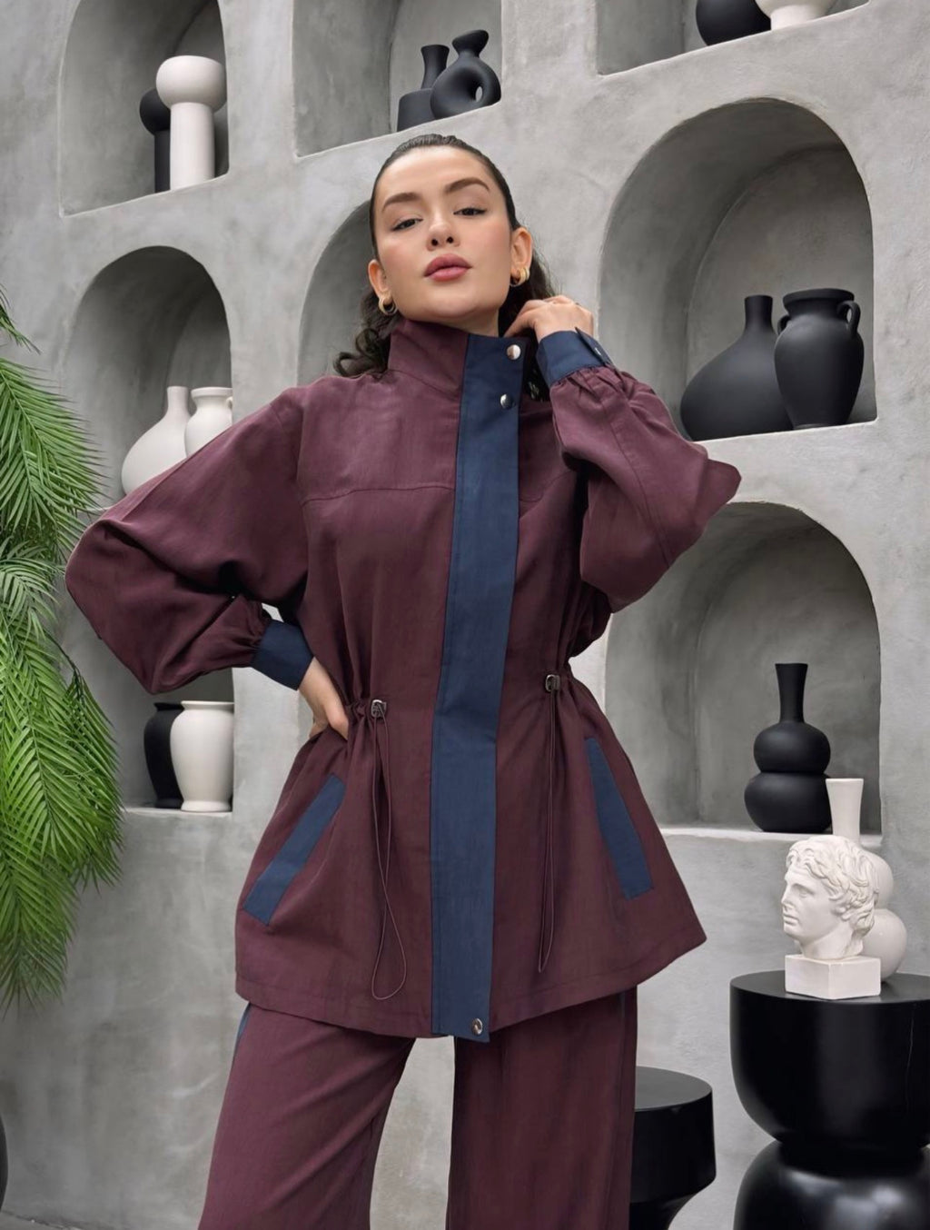 Saye Tracksuit Set - Burgundy