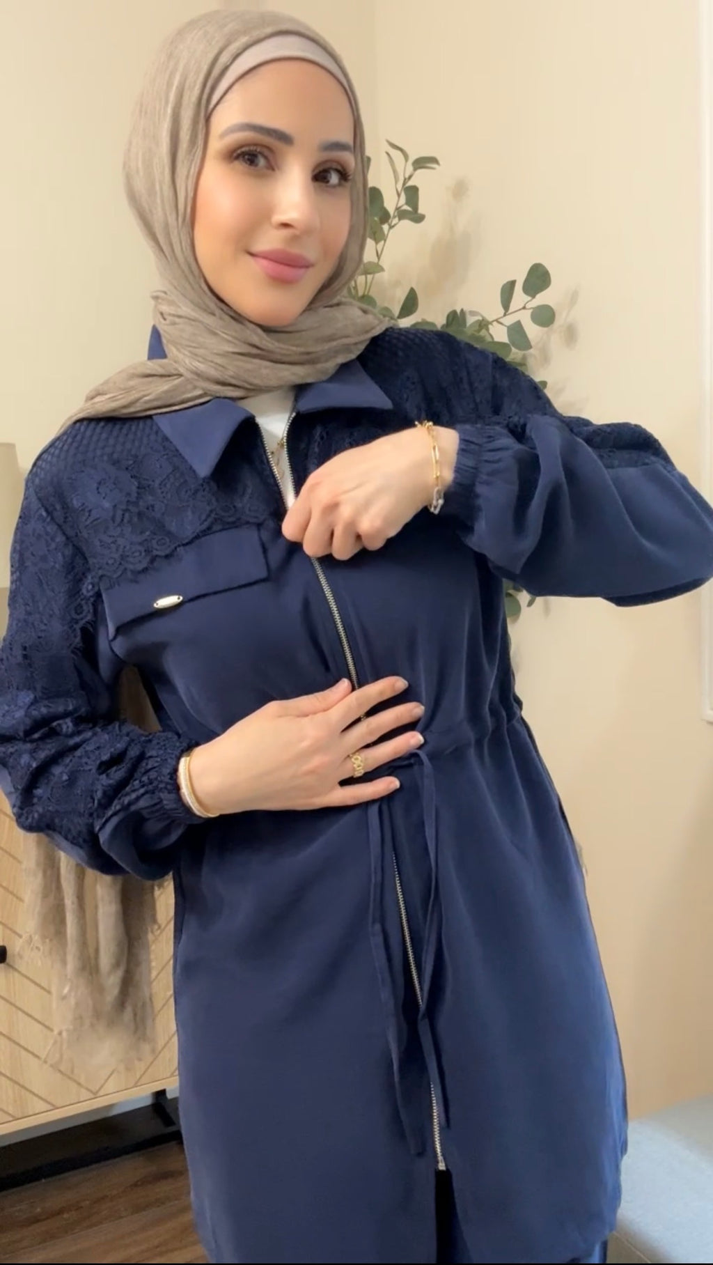 Lace Tencel Royal Casual Set - Navy Blue
