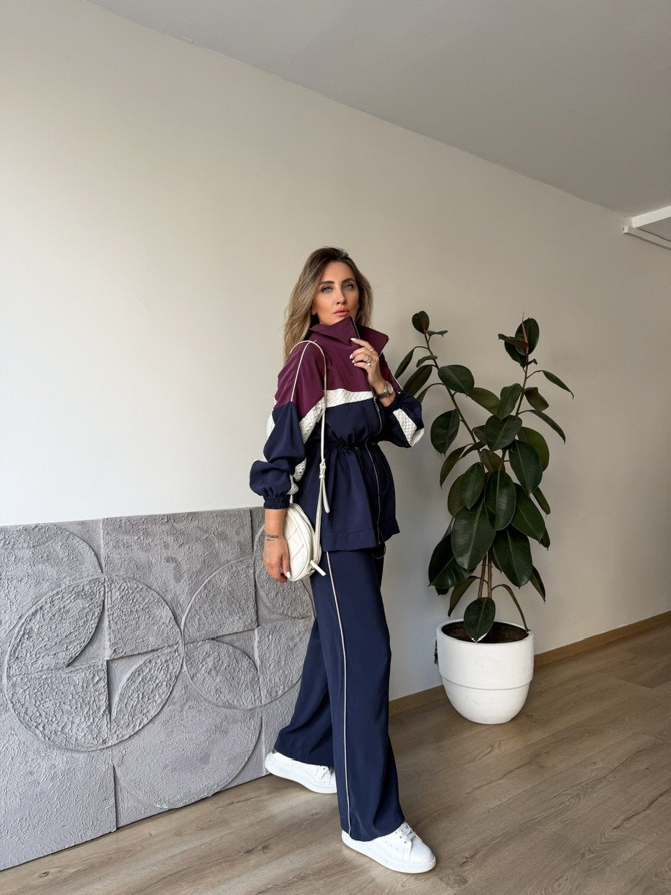 Color-Block Sport Set - Navy Blue