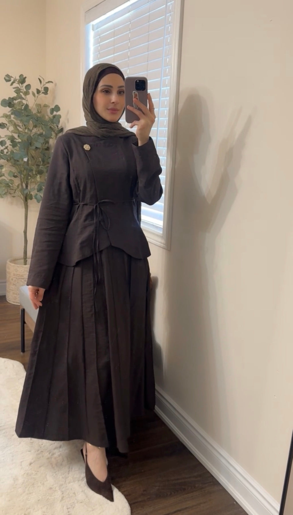 MITRA TWO-PIECE SKIRT SET - Brown