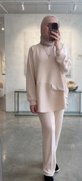 Oysho Striped Shirt Tracksuit - Beige