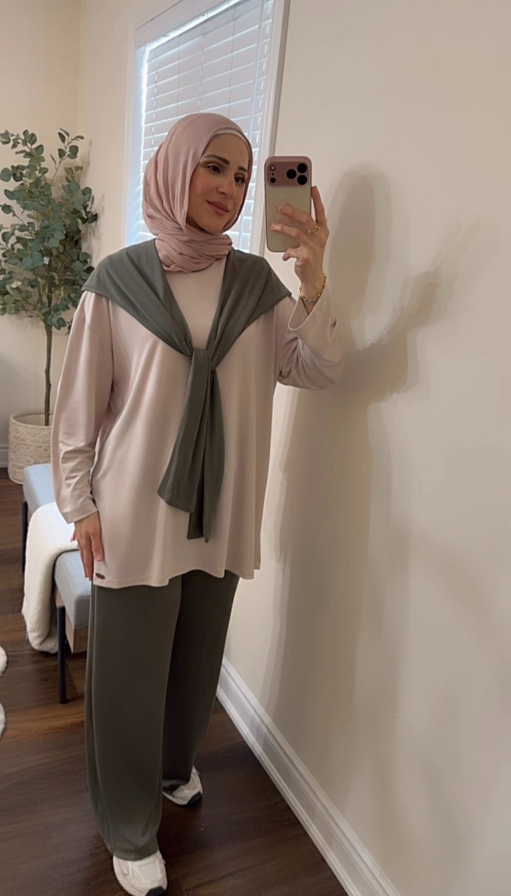 The Soft Touch Layered Loungewear Set - Olive Green