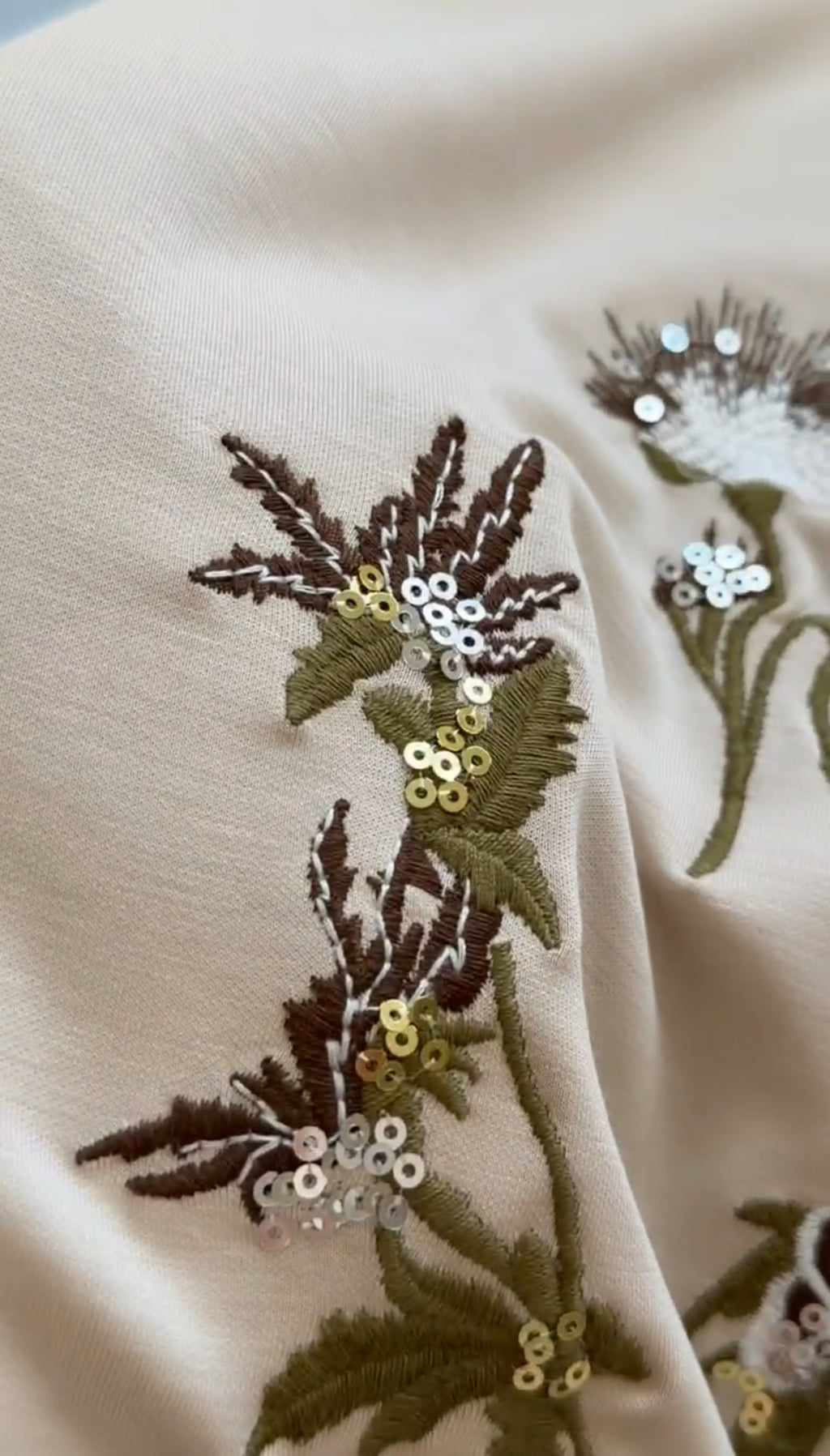 Oysho Soft 3-Piece Embroidered Modest Set - Beige