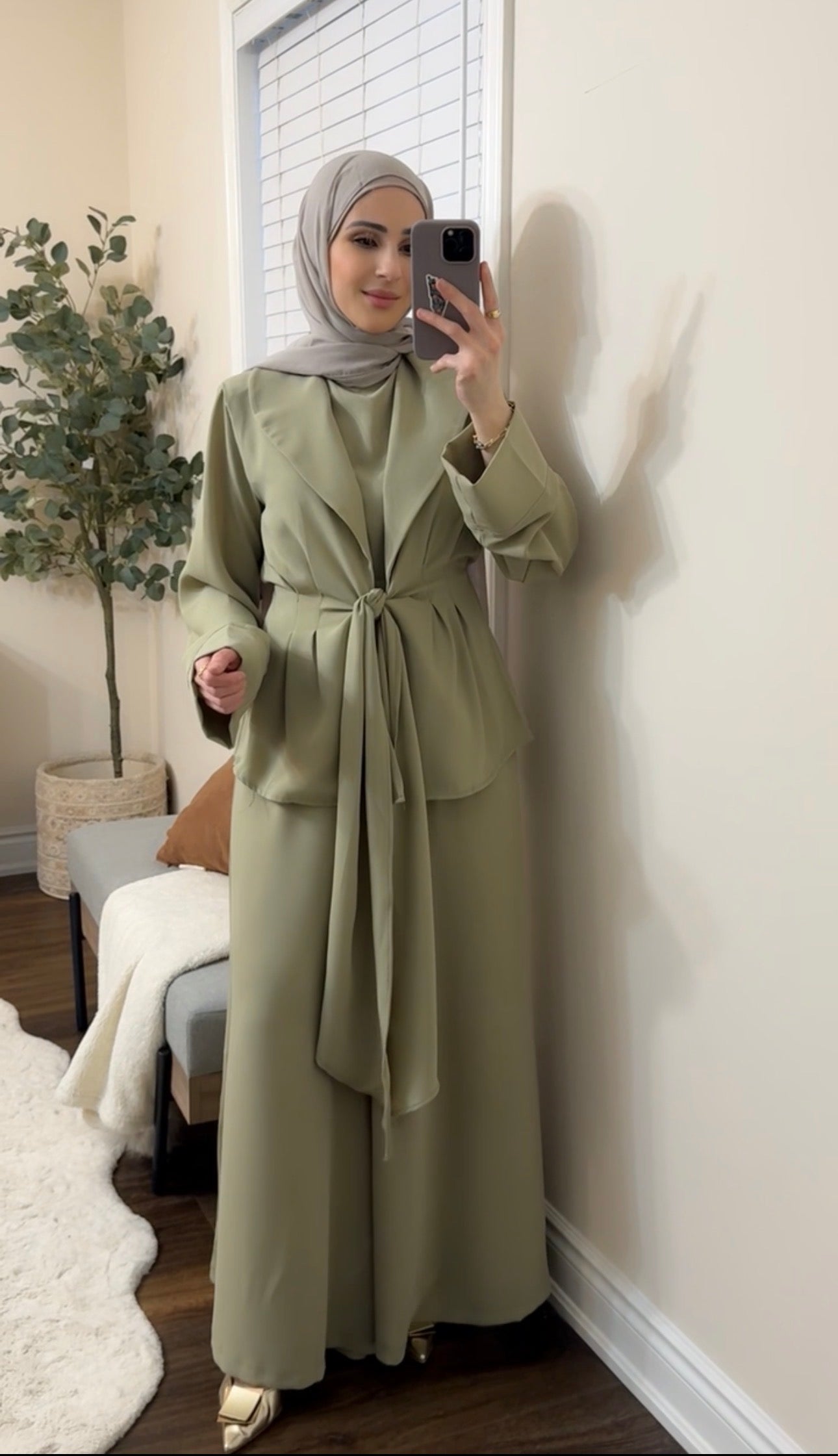 Safiya Tailored 3-Piece Set - Sage Green