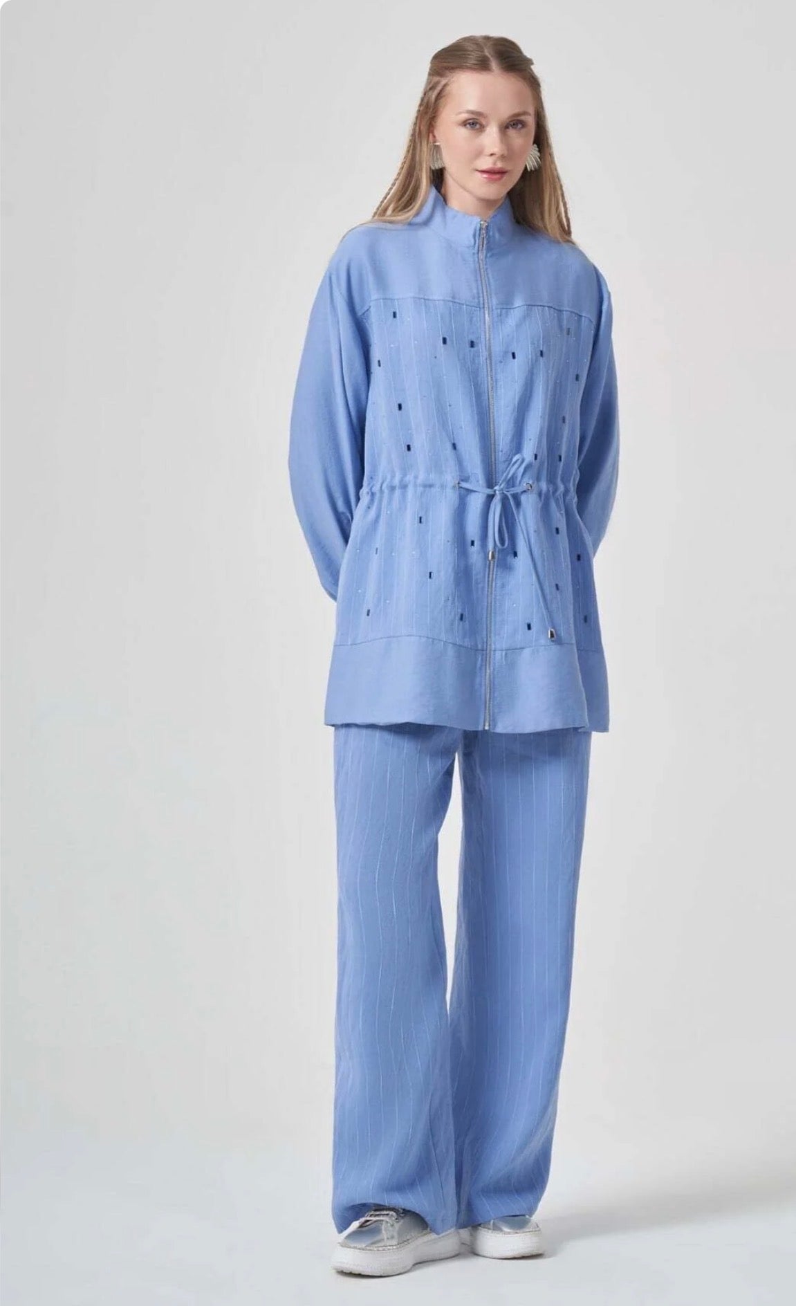 Women's Stone Detailed Begonia Set - Blue