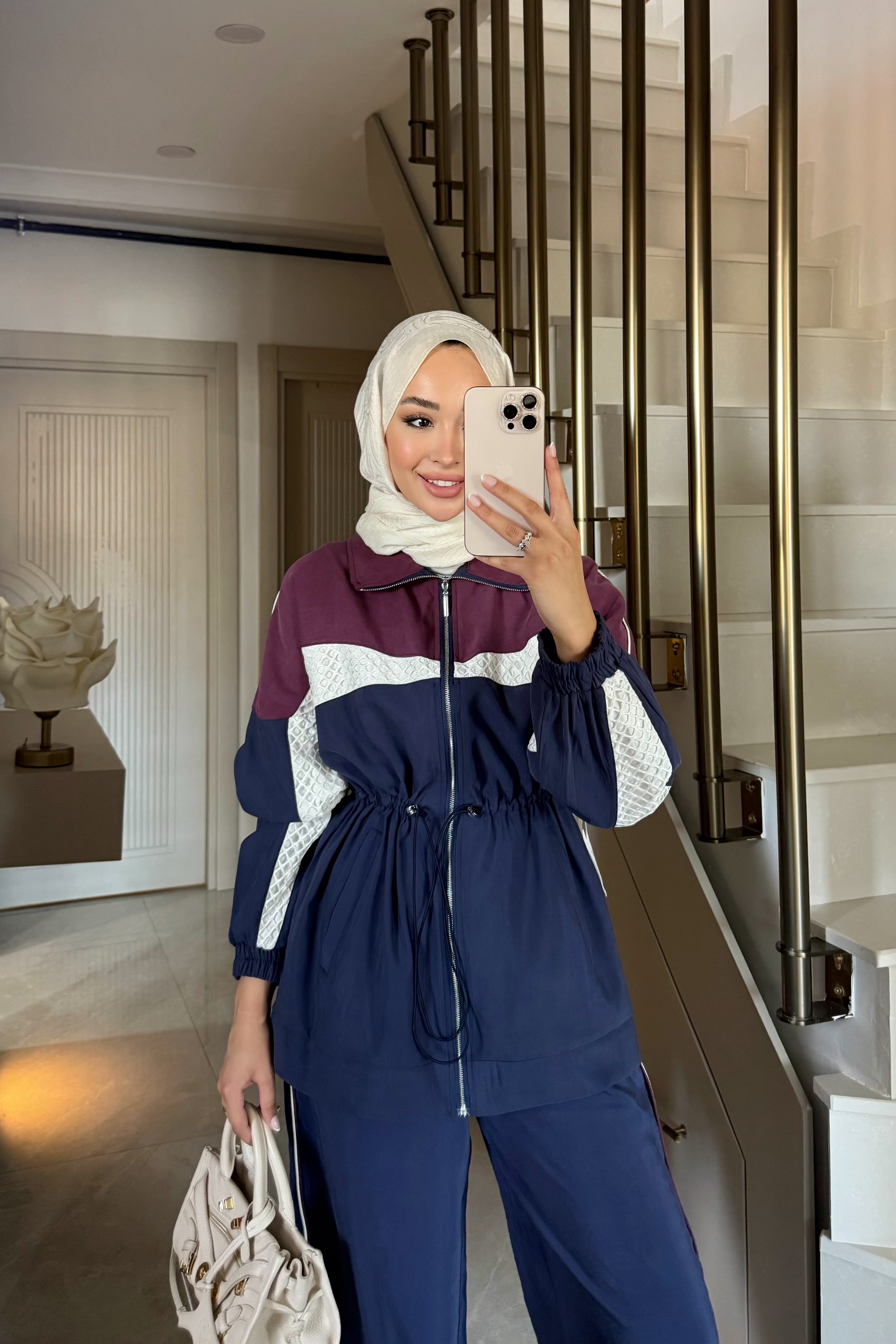 Color-Block Sport Set - Navy Blue