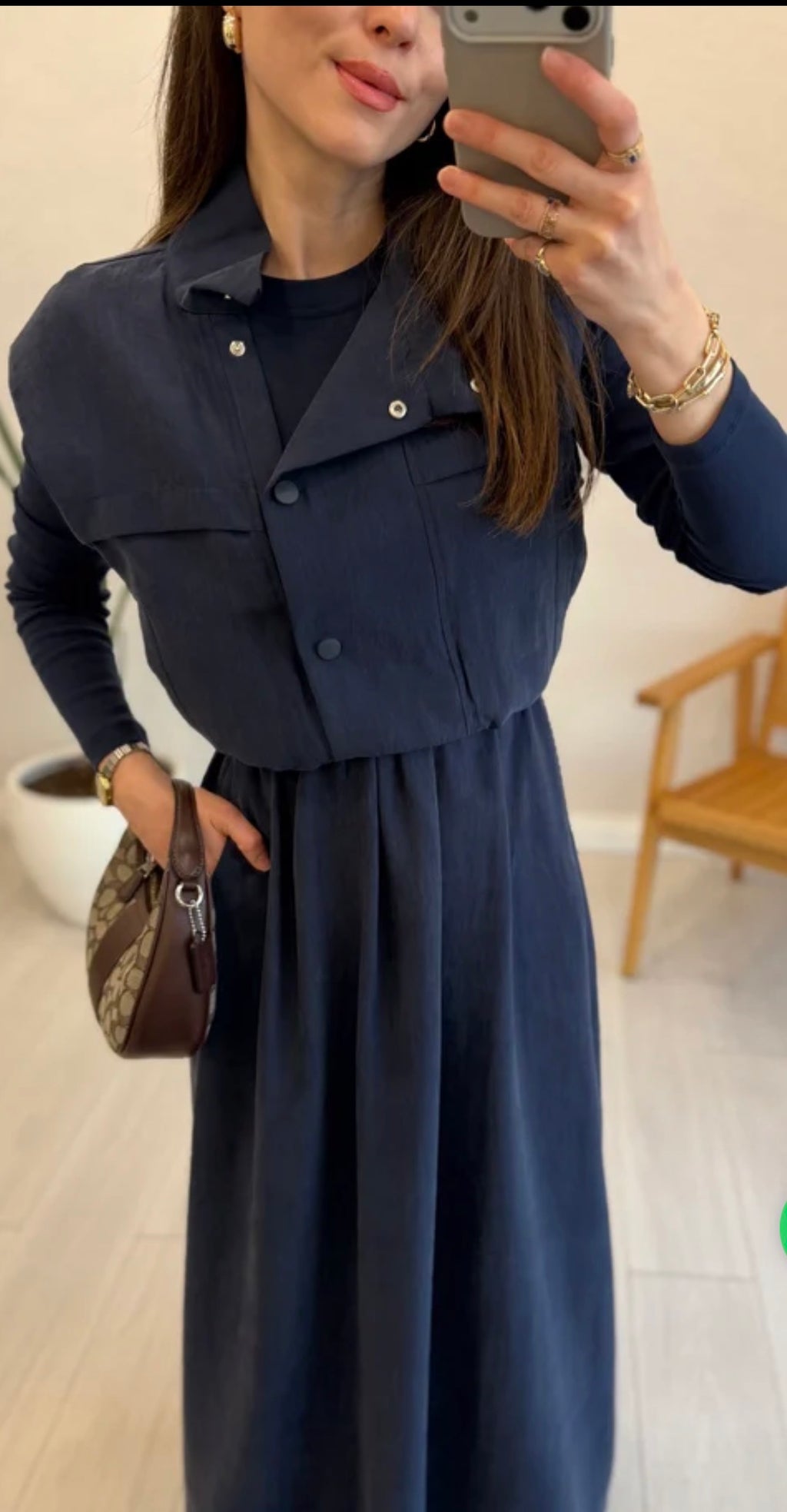 Navy Blue Layered Vest & Maxi Dress