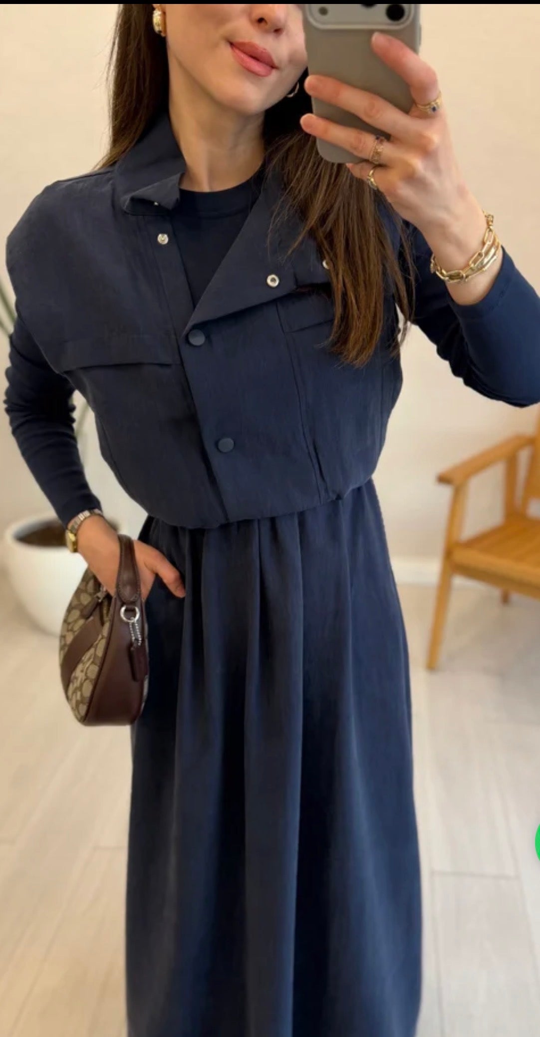 Navy Blue Layered Vest & Maxi Dress