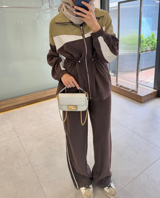 Color-Block Sport Set - Brown