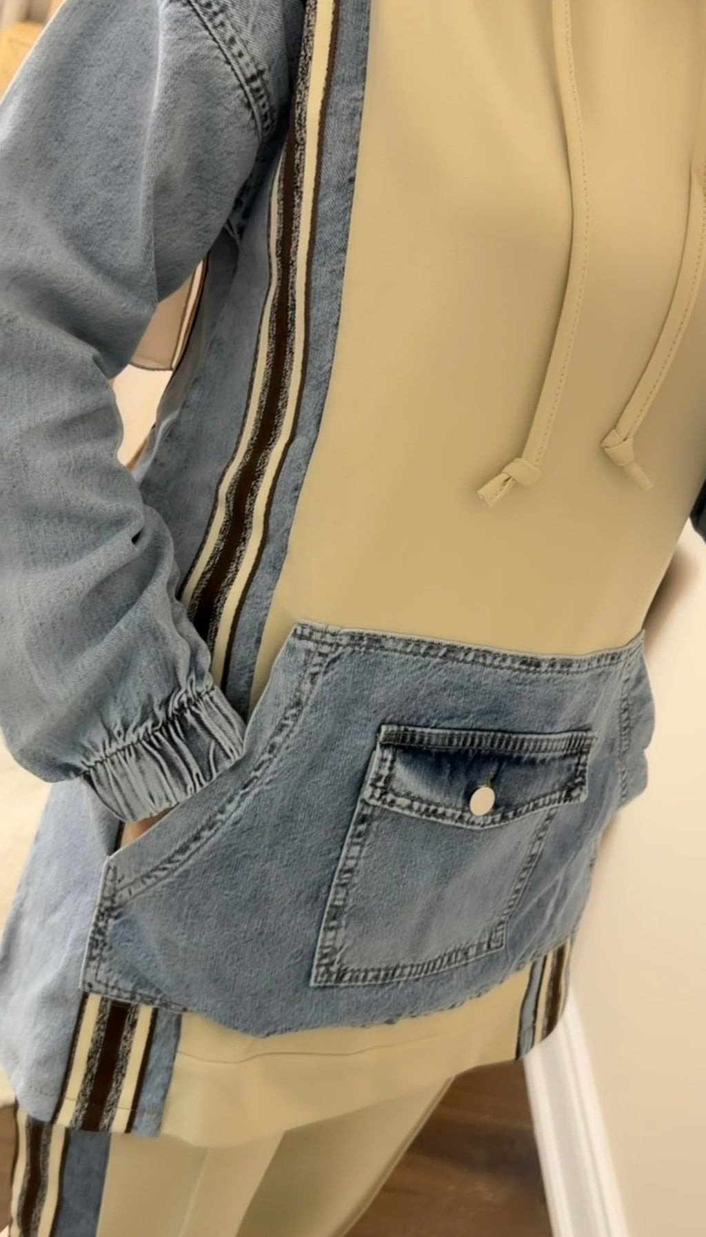 Cotton/Denim Co-ord Set - Beige