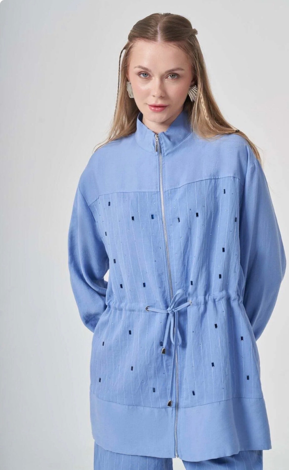 Women's Stone Detailed Begonia Set - Blue